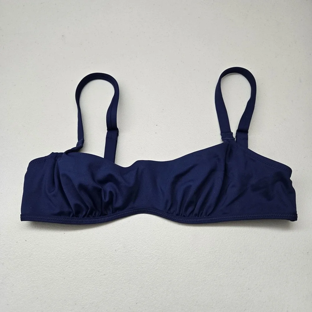 SKIMS Women Swimwear Large Blue Top Unlined Wireless Strap Adjustable